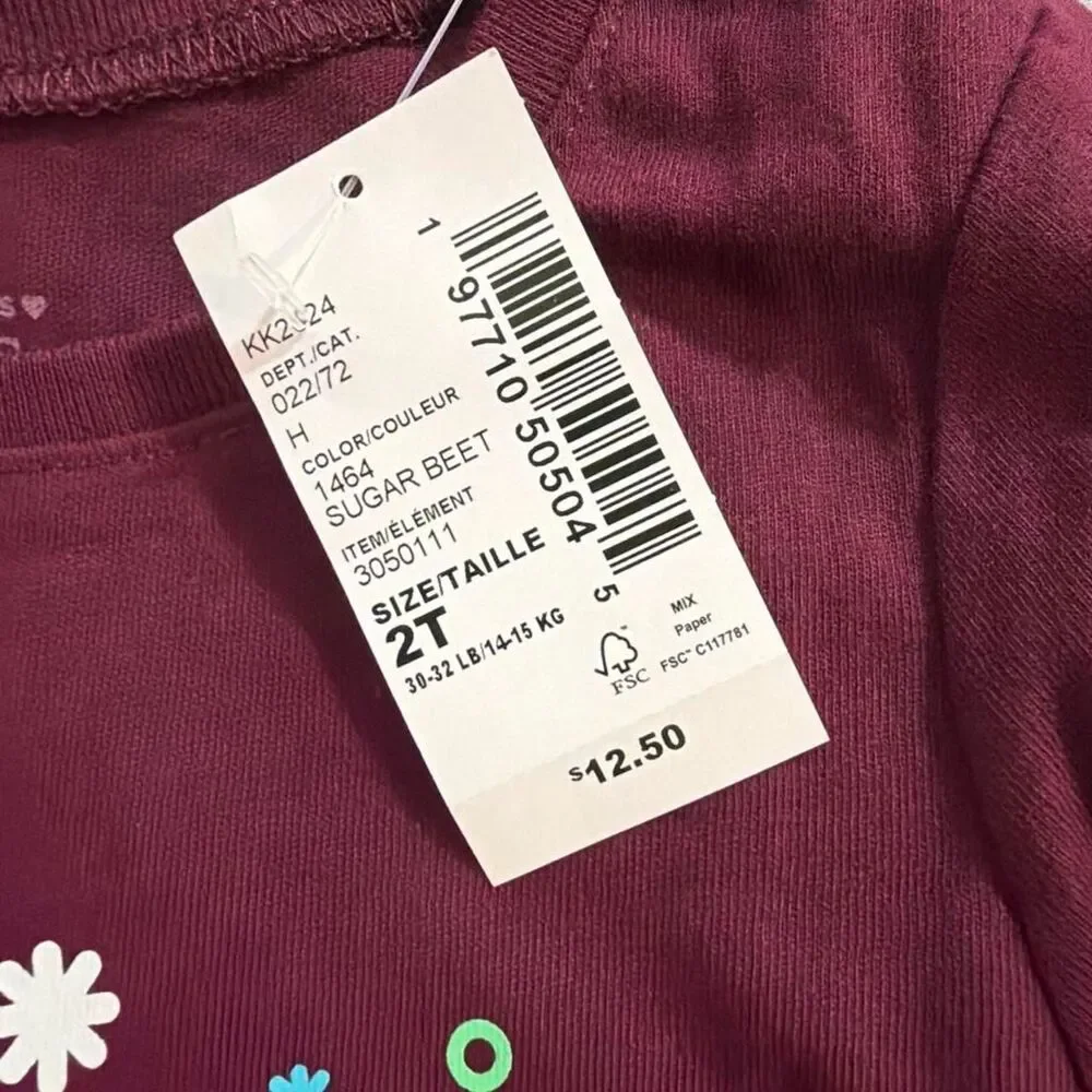 The-childrens place Burgundy and Red T-shirt- NWT - size 2T